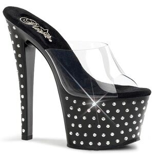 Pleaser Black Rhinestone Platform exotic pole dancer Heels